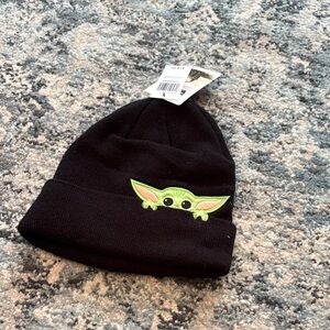 Black Beanie with Green Embroidery